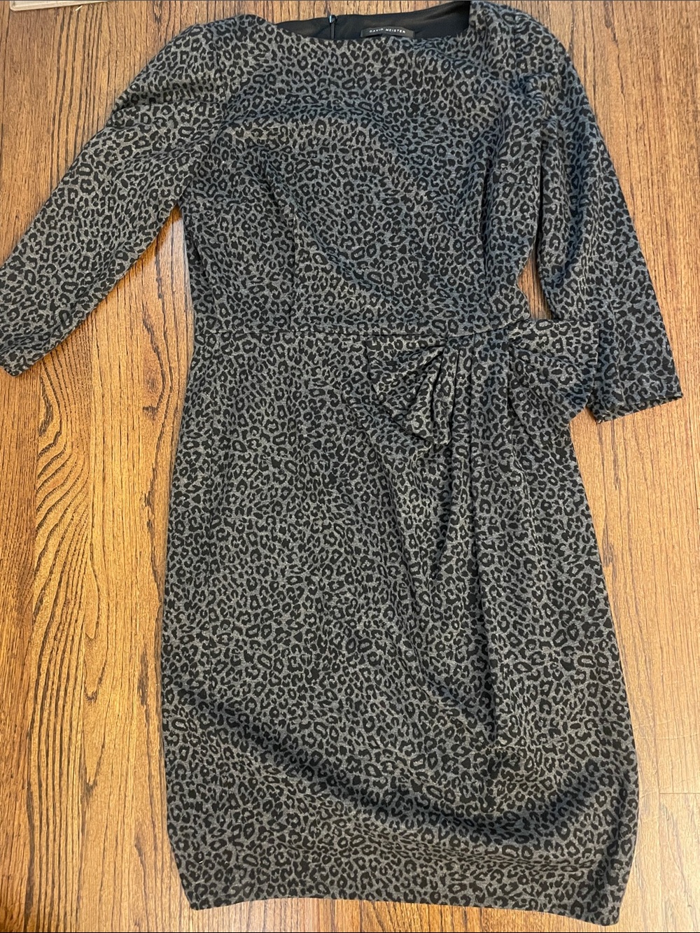 David Meister Black Leopard-Print Midi Dress